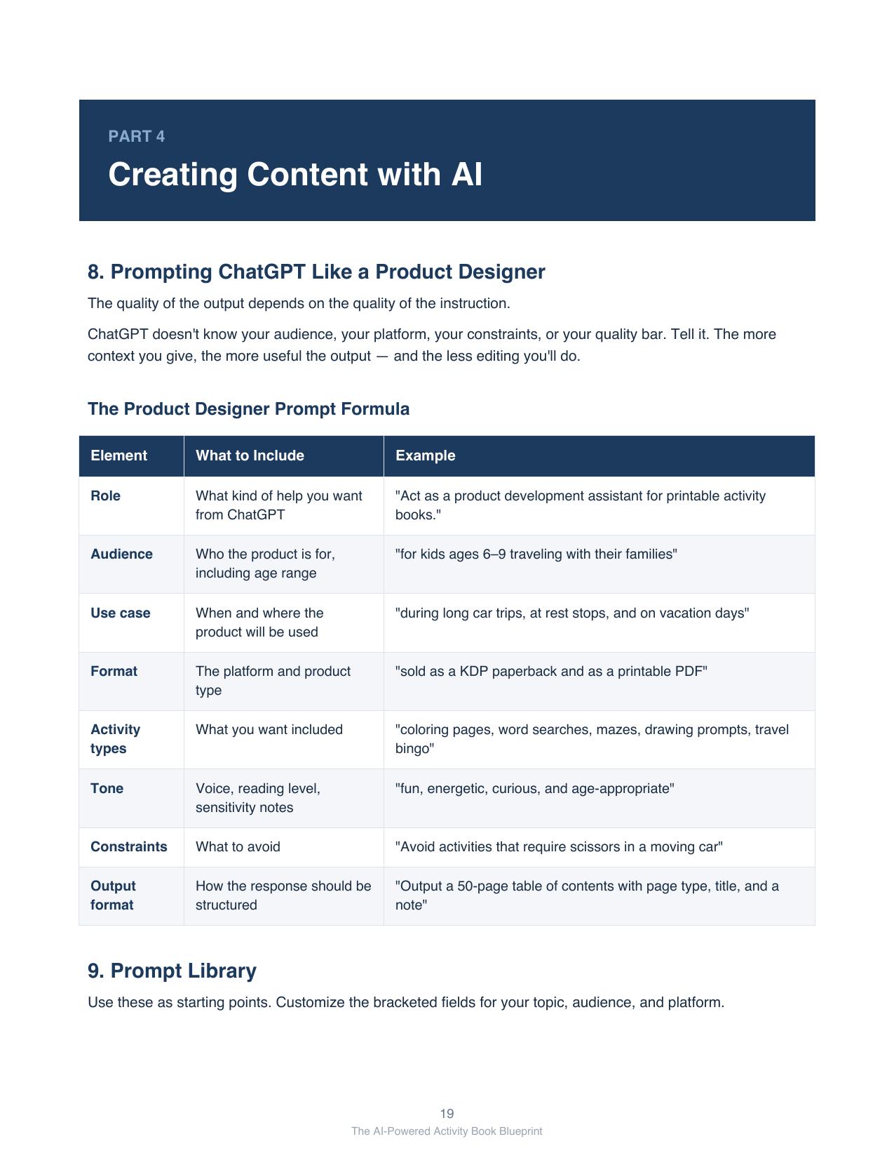 Blueprint — Product Designer Prompt Formula