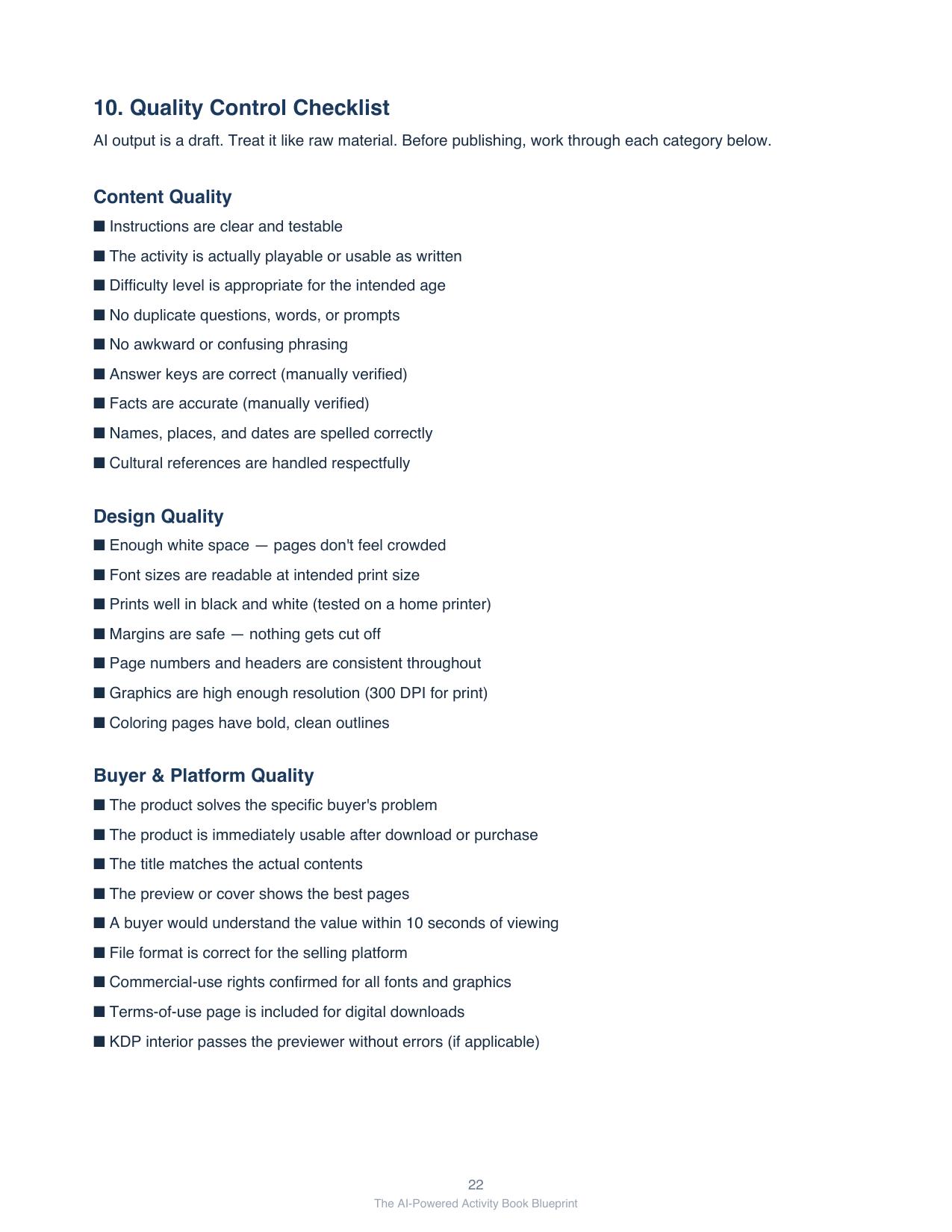 Blueprint — Quality Control Checklist